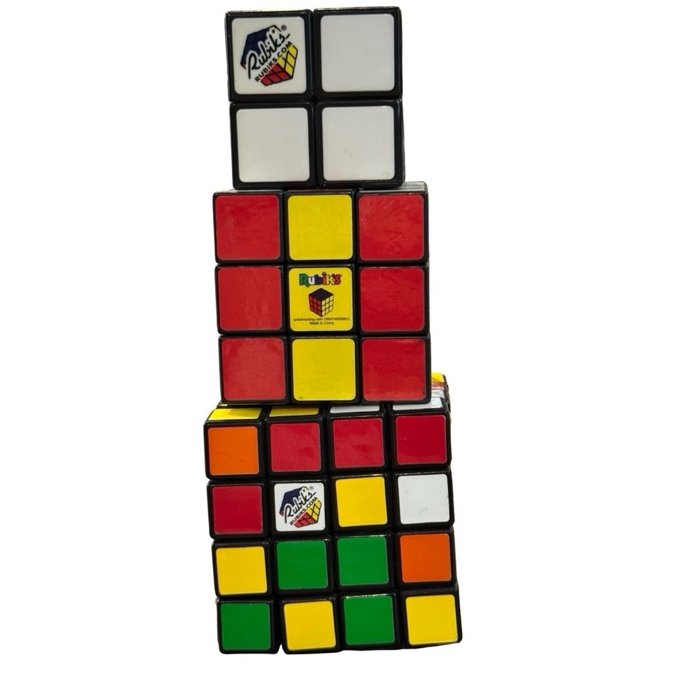 Rubiks Cube Lot of 3 Puzzle Cubes 2x2‎ 3x3 4x4 Master Twisty Puzzles Multicolor